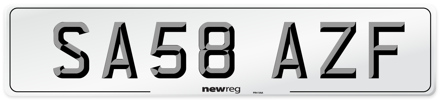 SA58 AZF Number Plate from New Reg